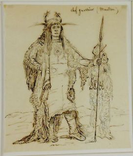 Newly listed Seth Eastman Or Follower Pen & Brown Ink, Native American 