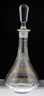 Antique Cut Glass G W Taylor Whisky Decanter Whiskey Pre Prohibition 