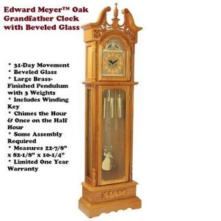 Oak Grandfather Clock by Edward Meyer Winding Key 31 Day Movement 1 Yr 