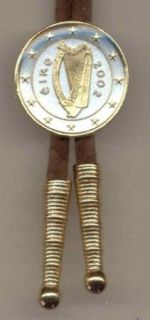 Ireland One Euro Harp Gold Bolo Ties 2 Toned Gold on Silver Coin 