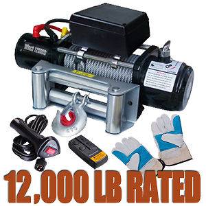 12000 lb Electric Recovery Winch 6.6HP 12V Free Wireless Remote 
