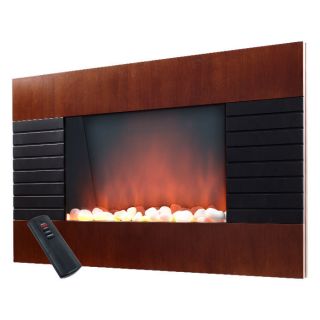 Mahogany Electric Fireplace Heater with Remote   Wall Mounted