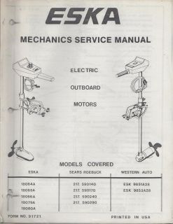 1970s ESKA ELECTRIC OUTBOARD MOTOR MECHANICS SERVICE MANUAL