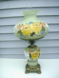 Vntg Electric GWTW Gone With The Wind Hurricane Parlor Lamp Green w 