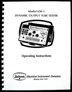 Jackson 658 1 Tube Tester Manual with Tube Test Data