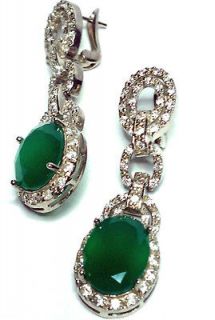   Amazing Green Aventurine & Excellent Sparking Cz Elegant Earrings
