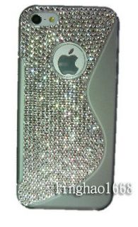 Swarovski Style Czech Crystal Element Grey TPU Bumper Case For iPhone5