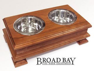 Cherry Finish Solid Wood Elevated Dog Dish Bowl Holder PET FEEDER 