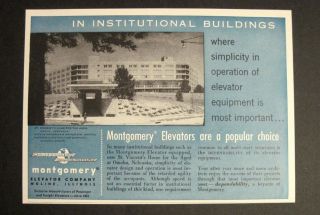 1959 Mongomery Elevator St Vincent Home For Aged NE Ad
