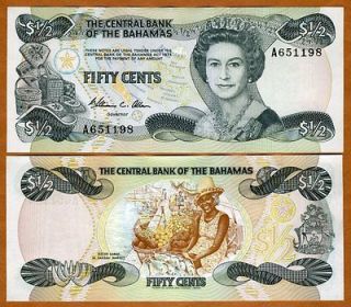 Bahamas, 1/2 dollar, 1974 (1984), P 42, QEII, UNC