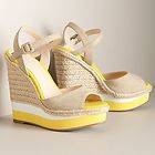 WOMENS ELLE Platform Wedge Sandals YELLOW AND TAN MSRP$69.99 NEW IN 