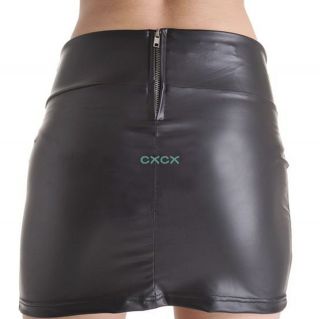 Wholesale Black Sexy Women New Party Stretch Leather Look Mini Skirt 