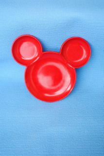 Disney MICKEY MOUSE DINNER PLATE Toddler Child Dish Minnie Ears RED