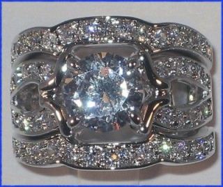   20 CT Cubic Zirconia Platinum Bridal Wedding Ring Set  SIZE 7
