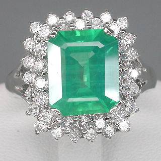 SLYLISH  TOP GREEN EMERALD & SAPPHIRE REAL 925 STERLING SILVER RING
