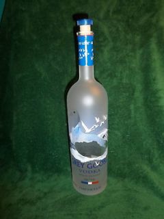 Empty Collectible Grey Goose Vodka Bottle w Painted Design & Original 