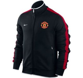 Mens Manchester United FClub N98 Authentic Track Jacket Black Red UK S 