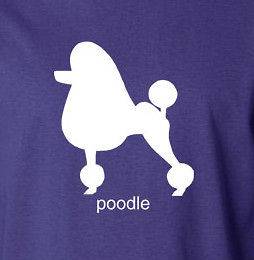POODLE T Shirt white ink dog lover pet puppy silhouette 100% cotton 