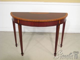 2964 Classic Mahogany Demilune Shaped Inlaid Hall or Foyer Table 