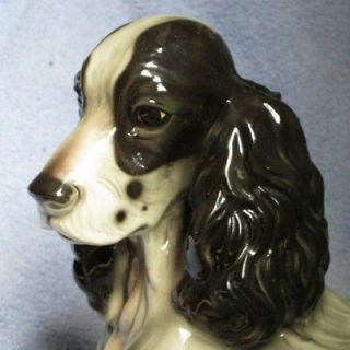   Dog Figurine   Black White Spaniel English Cocker or Springer
