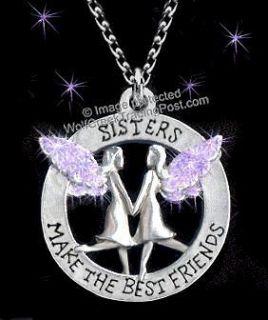 SISTERS MAKE THE BEST FRIENDS NECKLACE ANGELS 24 PURPLE   SWEET GIFT 