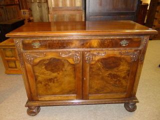 ENGLISH BURL WOOD ENTRY HALL ACCENT SOFA CABINET BUFFET TABLE