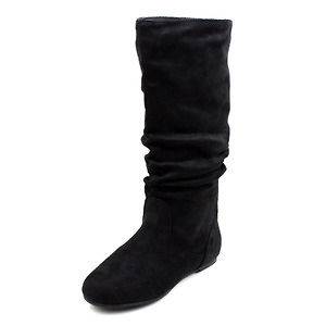 Cute Slouch Comfort Casual Flat Mid Calf Knee High Round Toe Womens 