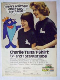 1978 Star Kist Charlie Tuna T Shirt Magazine Print Advertisement Page