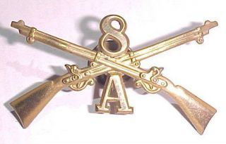 Span Am Era   8th Infantry Regt A Company Hat Badge   1895 Ptn
