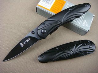 Black Gerber Unique Design Fishing Tool Folding Saber Side Lock Knife 