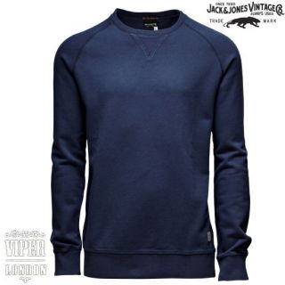 Jack & Jones Vintage Rugged Classic Sweatshirt In Navy Sizes S   XXL