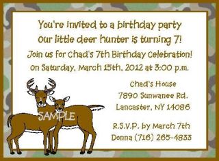 DEER HUNTER HUNTING CAMOUFLAGE BUCK & DOE ANY AGE BIRTHDAY PARTY 