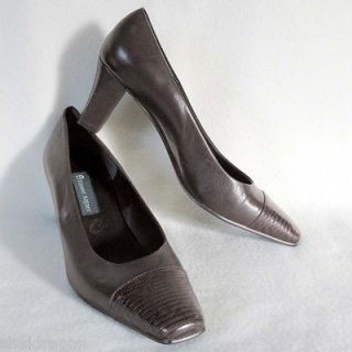ETIENNE AIGNER Womens ‘Veni’ Pumps Shoes Brown Leather & Croc Size 