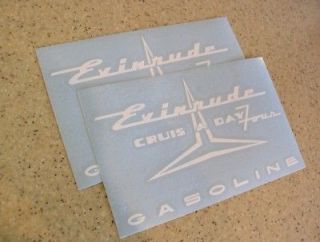 Evinrude Crus A Day Four Tank Decal 2 PAK FREE SHIP + FREE Fish Decal