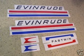 Evinrude Fastwin Vintage Outboard Motor Decal FREE SHIP + Free Fish 