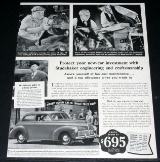 1941 OLD MAGAZINE PRINT AD, STUDEBAKER, CHAMPION CLUB SEDAN CAR 