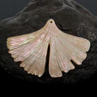   Oyster SHELL CARVING Ginkgo Tree Leave Exotic Design PENDANT Bali 4 g