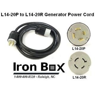 L14 20 Generator Extension Cord   25 Foot   Rated 20A, 125/250V