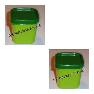 Tupperware 2 Mini Square Round Containers Freezer Micro Green Ramekins 