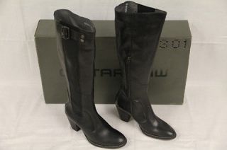 STAR Raw Womens TRYST Woodruff Black Leather Sz US 6 / 37 Boots 