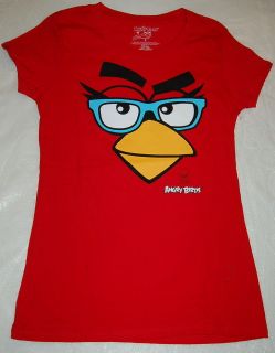 JR WOMENS Tee Shirt ANGRY BIRDS Red Face Glasses M L XXL