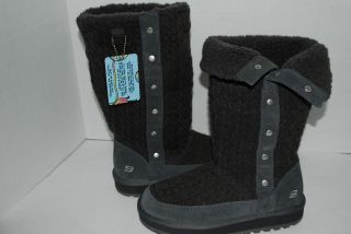 NWT SKECHERS AUSTRALIA FAHRENHEIT CHARCOAL suede sweater knit boots 7 