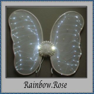 Fairy Wings FLASHING LIGHTS 48cm WHITE Adult Child ANGEL LED light up 