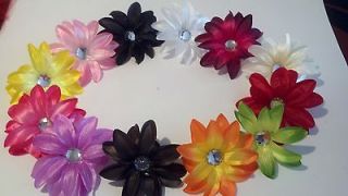 LOT 12 Assorted 4 Daisy Tropical Lilly FLOWER HEADS Headband HAT BOW 
