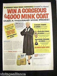 Vintage 1955 Pretty Peggy Lee Wrapped in Mink Coat for Halo Shampoo 