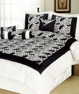 Pc Leopard Design Bed Comforter Set King Black/White