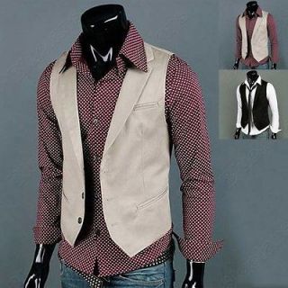 Mens Top Designed Casual Slim Fit Skinny Dress 2 Color Waistcoat Vest