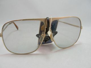 Vintage 80s Retro Aviator Gold Tone Metal Frame Eyewear Sunglasses Old 