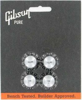 Gibson Top Hat Guitar Knobs Black Silver Metal Insert