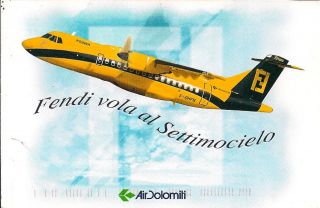 AIR DOLOMITI ITALY ATR 500 FENDI SETTIMOCIELO LOGO PLANE POSTCARD